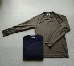 Uniqlo U 長袖カットソー Sサイズ ブラック カーキ 2枚セット