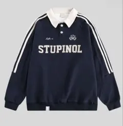 STUPINOL 長袖 ラガーシャツ ネイビー