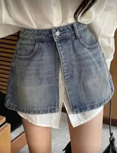 デニム レイヤード スカート