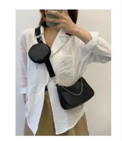 【新品未使用】 ポーチ付きショルダーバッグ　ブラック