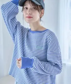 studioCLIP ほぼ未使用美品 アソート刺繍ボーダープルオーバー