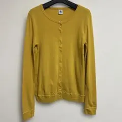 Petit Bateau プチバトーマスタードカラーボタンカーディガンカットソー