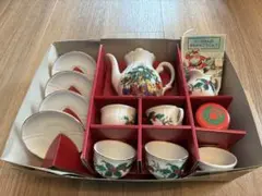 クリスマス ミニチュア ティーセット 陶器 おまけ絵本付き