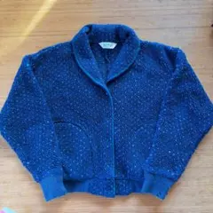 USA製 L.L.Bean バーズアイ フリースジャケット 短丈 ネイビー