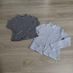 ユニクロ　H&M　タートルネック　長袖　2点セット　ボーダー　カットソー