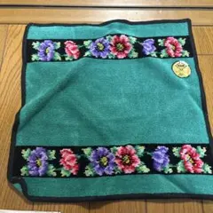FAILER花柄刺繍 タオルハンカチ ターコイズ