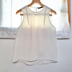 @ZARA白サテンタンクトップ／トップス