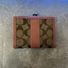 コーチ 二つ折り財布 シグネチャー キャンバス/レザー がま口 小銭入れあり