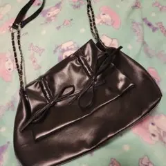 リボンバッグ ショルダーバッグ ブラック