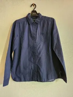 【美品】curiosite 綿　シャツブラウス　紺　M　春服　オフィスカジュアル
