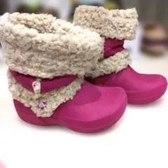 クロックス ナディア ピンク ボアブーツ 12-13 18.5 19