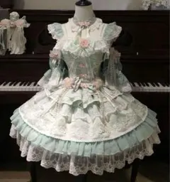 【韓嬢♥︎桃時雨】水色 ゴスロリ・ロリータドレス フリル ロリィタJSK 甘ロリ