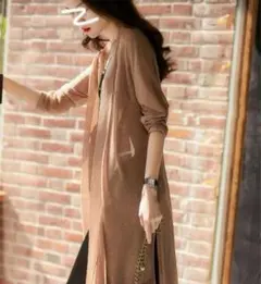 新品未使用‼️ロングカーディガン レディース オープン 薄手 ニット