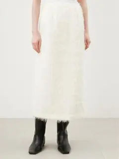 Mila Owen ミラオーウェン 後ゴムフリンジジャカードストレートスカート