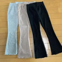 SHEIN リブ編みフレアパンツ 3色セット 7Y