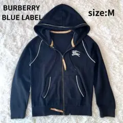 Burberry パーカー ノバチェック ブラックフーディ フード 黒 ロゴ