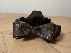 ブラウンストーン付きリボンヘアクリップ