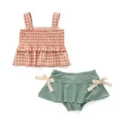 アプレレクール　キッズ水着セット ピンクチェックと水色