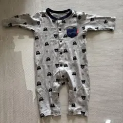 クマ柄グレーロンパース