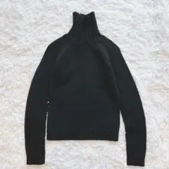 ナチュラルビューティーベーシック ハイネック ニット セーター 黒 M ウール混