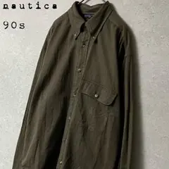 90sノーティカnautica BDコットンシャツ刺繍ゴールデンサイズ希少