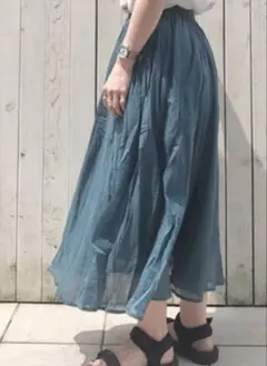 新品　サマンサモスモスブルー　ギャザースカート　グリーン　フリーサイズ