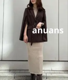 anuans アメスリストレートニットワンピース　ベージュ　ノースリーブ　ロング