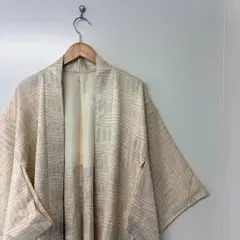 【一品物】正絹 アイボリー 幾何学柄 羽織 和柄 レトロ ヴィンテージ