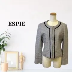 zG1578【M】ESPIE ツイード 裾カーブ ジャケット ノーカラー 長袖のサムネイル