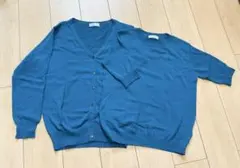カーディガン 半袖ニット トップス 青アンサンブル