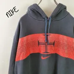 ナイキNIKEゆるだぼFPFロゴプリント長袖スウェットパーカー黒ブラックXL