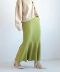 マーメイドスカート ロング丈 ライトグリーン Mのサムネイル