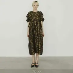 値下げ　andresd バブルスリーブジャカードワンピース M-TALLサイズ