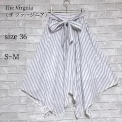 The Virgnia ザヴァージニア ストライプ 変形フレアスカート リボン付のサムネイル