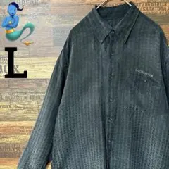 【個性派古着】ブラック ドット柄 長袖シャツ　光沢　サラサラ生地　希少　お洒落