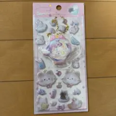 ねこ　ふわふわシール　ぷっくりシール　キーホルダー付き