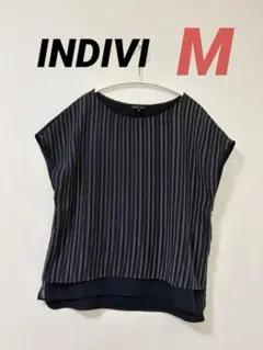 INDIVI インディヴィ ブラウス　ストライプ　M　38 フレンチスリーブ