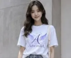 AnemoA ロゴプリント 半袖Tシャツ ホワイト