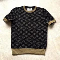 も*も様 【新品未使用】GUCCI 半袖ニット gg サマーニット　Sサイズ 未使用タグ付き！GUCCI XS gg柄 ブルー 半袖ニット チェック柄 - メルカリ