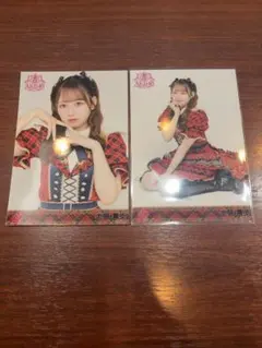 AKB48 大盛真歩　生写真 赤チェック衣装　直筆サイン入り　ホロ AKB48大盛真歩『1st写真集』表紙＆秋元康氏コメント公開 衝撃の“うさぎ