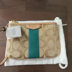 COACH コインケース・小銭入れ ベージュ・ターコイズ