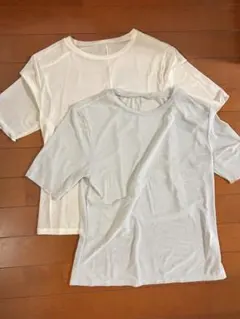 GU シアートップス(半袖) Mサイズ オフホワイト グレー2枚セット