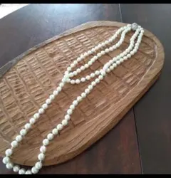 ガラスパールネックレス 二重 ロングネックレス