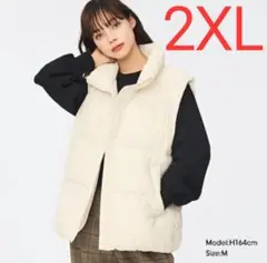 GU ジーユー　ヒートパデッド オーバーサイズベスト　ナチュラル　XXL