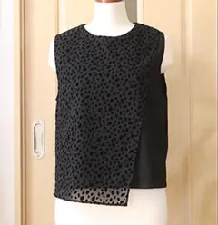 ナナメおおい布のベスト　黒ヒョウ柄　なで肩　L ハンドメイド