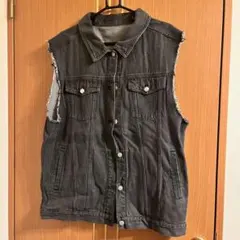 WEGO デニムベスト　ダークグレー