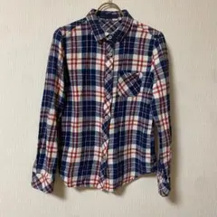 AS Know AS フランネルシャツ FREEサイズ ネイビー チェック柄