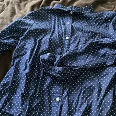 earth music&ecology ドット柄シャツ S ネイビー