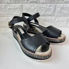 DIANA ダイアナ レザー サンダル 厚底 黒 ブラック 23.5 グリッターのサムネイル