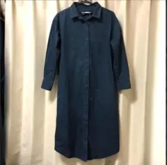 ナノユニバース ロング ワンピース ネイビー シャツワンピース F